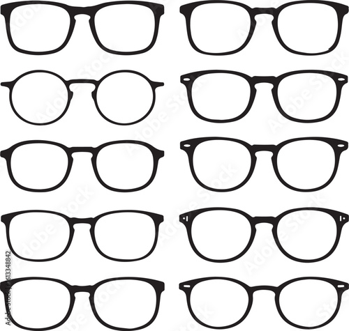 Various black rimmed eyeglasses spectacles eyewear