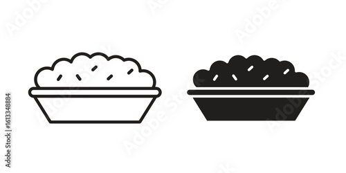 Risotto icon vector in thin line and flat style with editable stroke