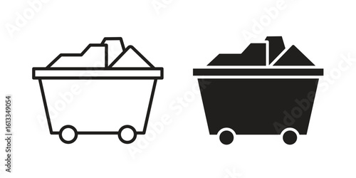 Raw material icon vector in thin line and flat style with editable stroke