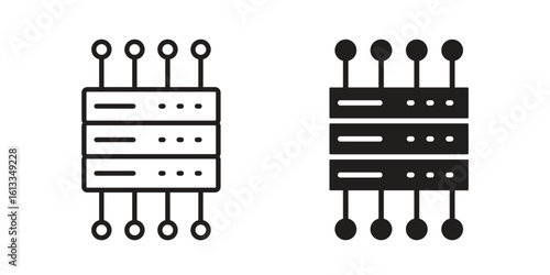 Proxy server icon vector in thin line and flat style with editable stroke