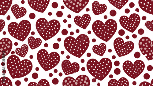 Heart shape polka dots patterns dark red backgrounds for material wallpaper, Valentine's day greeting cards, webs pages, surface textures, books covers, fabrics printing papers,clothes, elegant, 