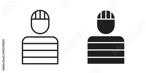 Prisoner icon vector in thin line and flat style with editable stroke