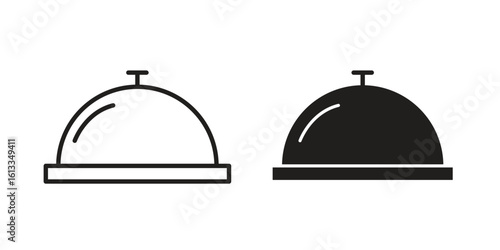 Platter icon vector in thin line and flat style with editable stroke