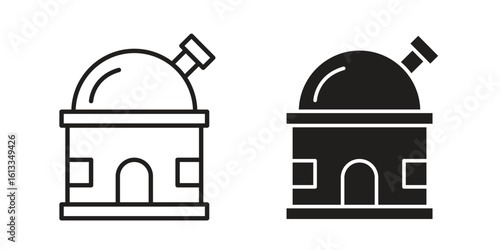 Planetarium icon vector in thin line and flat style with editable stroke