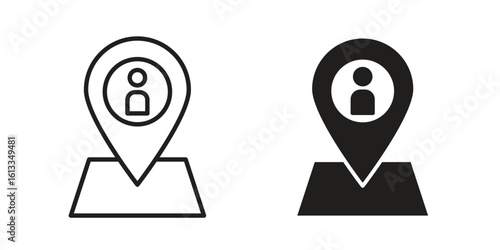 Placement icon vector in thin line and flat style with editable stroke