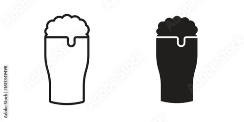 Pint of beer icon vector in thin line and flat style with editable stroke