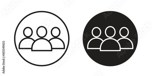 people icon vector in thin line and flat style with editable stroke