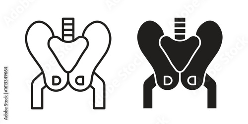Pelvis icon vector in thin line and flat style with editable stroke