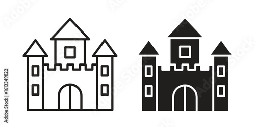 Palace icon vector in thin line and flat style with editable stroke