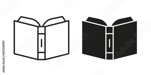 open book icon vector in thin line and flat style with editable stroke