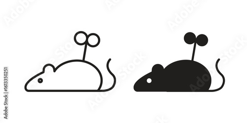 Mouse toy icon vector in thin line and flat style with editable stroke
