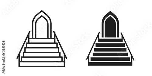 Minbar icon vector in thin line and flat style with editable stroke