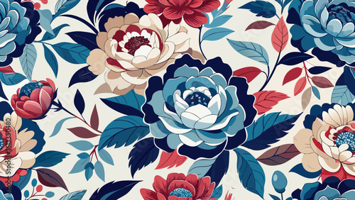seamless floral pattern with flowers peony with a dark blue backgrounds for wallpaper the bedroom, patterned fills, webs pages, surface textures, book covers, artistic, elegant, graphic, luxury, 