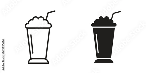 Milkshake icon vector in thin line and flat style with editable stroke