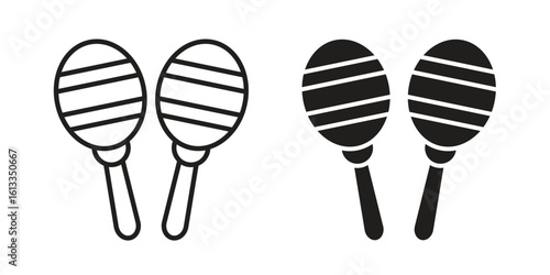 Maracas icon vector in thin line and flat style with editable stroke