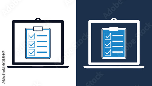 Laptop checklist task completion vector