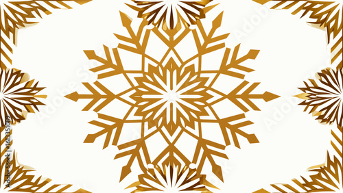 snowflake pattern ornament golden color isolated white background for wallpaper the bedroom, patterned fills, webs pages, surface textures, book covers, snowflake shape, gold - metal, white background