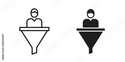 Lead conversion icon vector in thin line and flat style with editable stroke