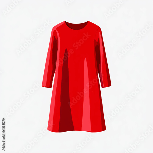 Red tunic dress, minimalist vector illustration

