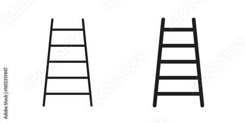 Ladder icon vector in thin line and flat style with editable stroke
