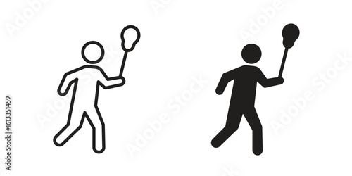 Lacrosse icon vector in thin line and flat style with editable stroke