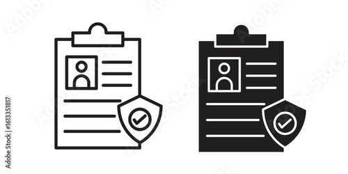 Insurance policy icon vector in thin line and flat style with editable stroke