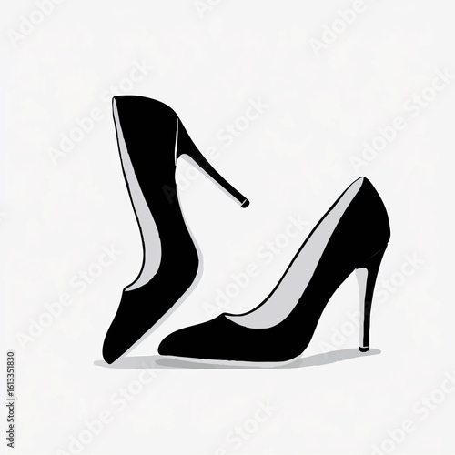 Black high heels shoes, minimalist vector illustration

