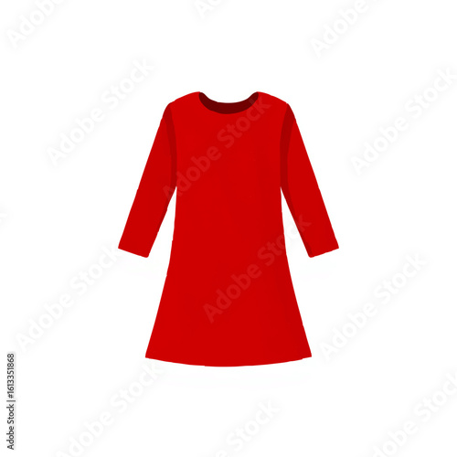 Red tunic dress, minimalist vector illustration

