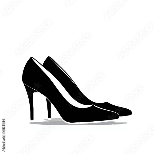 Black high heels shoes, minimalist vector illustration

