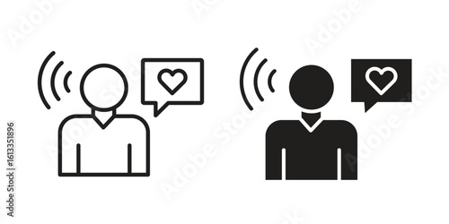 Influencer icon vector in thin line and flat style with editable stroke