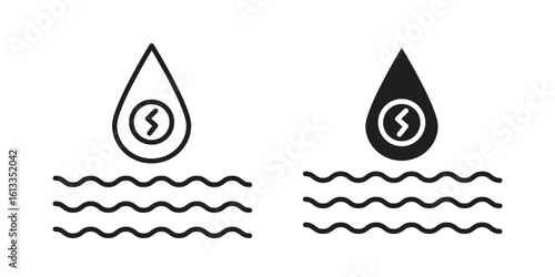 Hydraulic energy icon vector in thin line and flat style with editable stroke