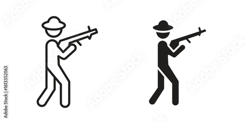 Hunter icon vector in thin line and flat style with editable stroke