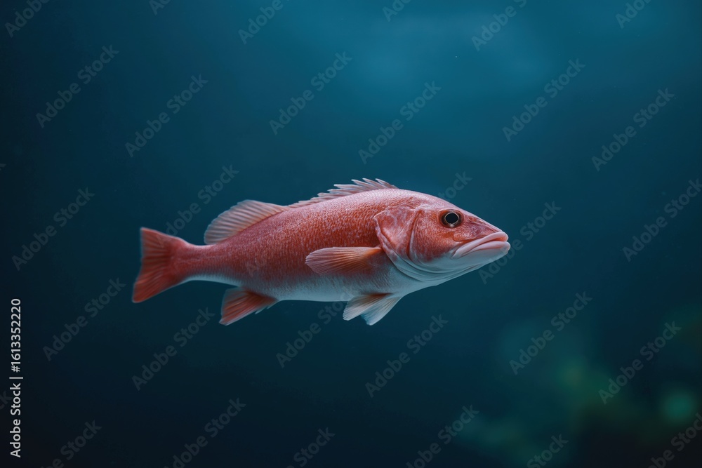 Fototapeta premium Vibrant pink snapper swimming in deep blue ocean waters