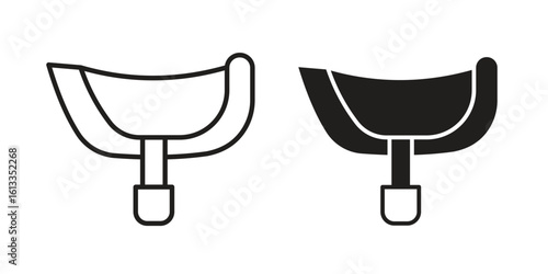 Horse saddle icon vector in thin line and flat style with editable stroke