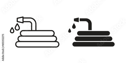 Hose icon vector in thin line and flat style with editable stroke