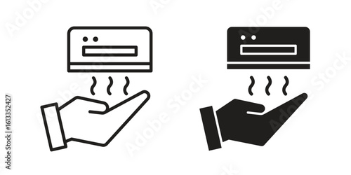 Hand dryer icon vector in thin line and flat style with editable stroke