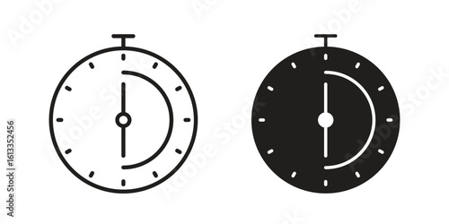 Half hour icon vector in thin line and flat style with editable stroke
