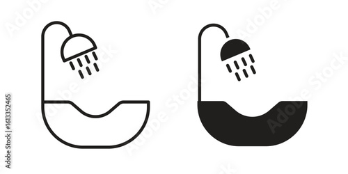Hair washer sink icon vector in thin line and flat style with editable stroke