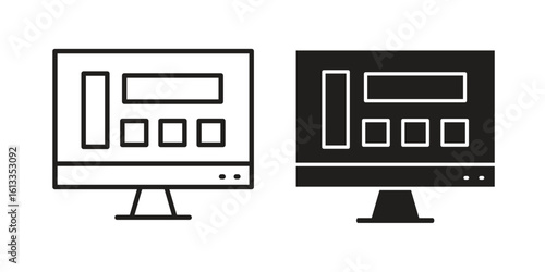 Front end icon vector in thin line and flat style with editable stroke