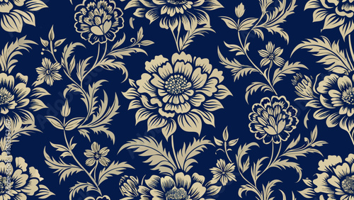 vintage floral wallpaper seamless knitted pattern dark blue colors backgrounds for decorative backdrops can be used wallpaper, pattern fills, web pages, surface textures,seamless pattern, seamless,