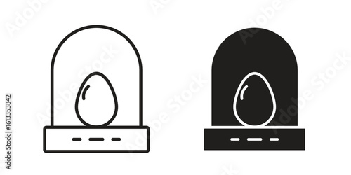 Egg incubator icon vector in thin line and flat style with editable stroke