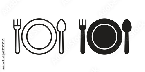Eatery icon vector in thin line and flat style with editable stroke