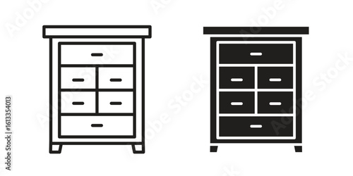 Dresser icon vector in thin line and flat style with editable stroke
