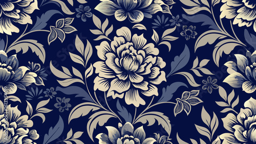 vintage floral wallpaper seamless knitted pattern dark blue colors backgrounds for decorative backdrops can be used wallpaper, pattern fills, web pages, surface textures,seamless pattern, seamless,