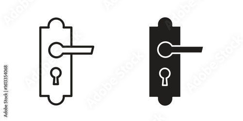 Doorknob icon vector in thin line and flat style with editable stroke