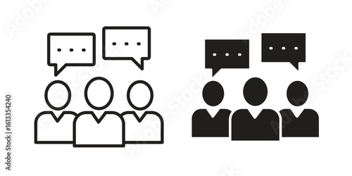 Discussion icon vector in thin line and flat style with editable stroke