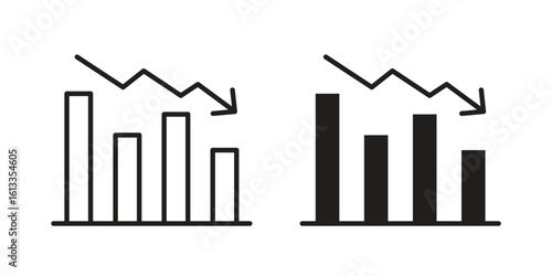 Decrease icon vector in thin line and flat style with editable stroke