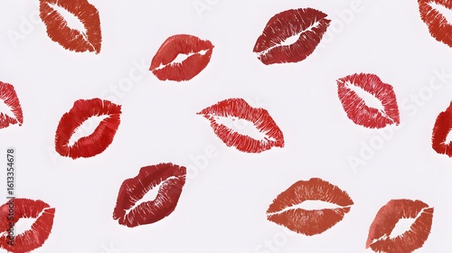red lipstick kiss marks seamless pattern pop art background  