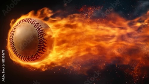 Flaming Baseball in Motion.