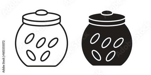 Cookies jar icon vector in thin line and flat style with editable stroke